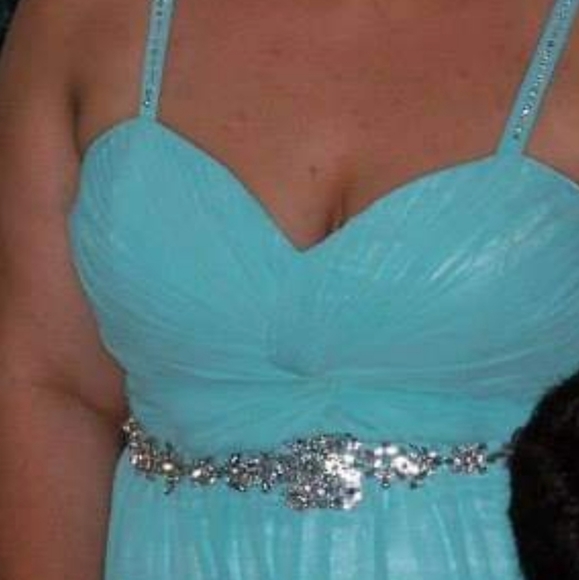 Blue chiffon prom dress - Picture 3 of 5